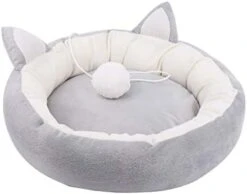 JENPECH Cute Cat Bed - Cat Ear Design - Non-Slip Bottom Comfortable Fabric Pet Sleeping Cushion For Cat - Comfortable Cat Bed For Indoor Cats -Purritos Shop 3109NSZcPQL. AC