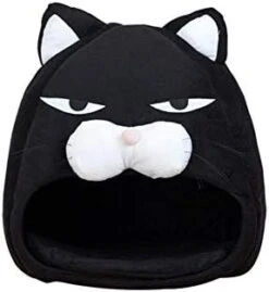 YangYan Cartoon Cat Bed Lovely Pet House For Puppy Cat Warm Soft Cat Cave Tent Waterproof Bottom Sleep Bag Cat Supplies (Color : Black, Size : 38cm38cm38cm) -Purritos Shop 310PcgXSmYL. AC