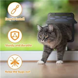 Dog Door For Sliding Door, Screen Porch Doggie Door Cat Door Automatic Closing,Magnetic Self-Closing Screen Door With Locking Function, Sturdy Screen Door For Small Dogs Cats 5 Dog Door For Sliding Door, Screen Porch Doggie Door Cat Door Automatic Closing,Magnetic Self-Closing Screen Door With Locking Function, Sturdy Screen Door For Small Dogs Cats - Image 3