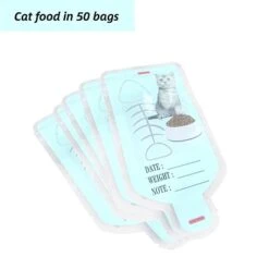 SoeKoa Cat Food Storage Bag, Outdoor Wet Cat Food Storage, Small Capacity Is Easy To Carry Outdoor Cat Food Dispenser, BPA Free, Food Grade Cat Food Ftorage Tote (Green, 50 Packs) -Purritos Shop 31vVFQVI9qL
