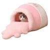 NARCNTON Pet Cat Four Seasons Universal Nest Small Dog Honey Pot With The Same Bed Cute Comfortable Warm Semi-Enclosed Kennel Cat Nest (Pink) -Purritos Shop 31vePmKTNxL