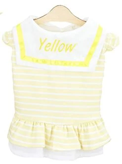 MaruPet Summer Sweet Puppy Doggie Stripes Printed Navy Wind Skirt Pet Dog Dress With Bowknot For Small, Extra Small Dog Teddy, Pug, Chihuahua, Shih Tzu, Yorkshire Terriers