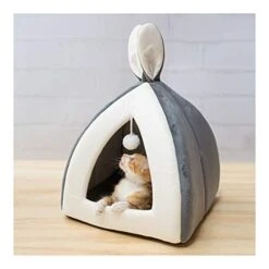 YangYan Hot Sell Pet Cat Bed Indoor Cats House Warm Small For Kitten Mats Dog Nest Collapsible Cave Cute Sleeping Winter Pet Products (Color : Gray, Size : S 28x28x29)