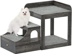 Cyclysio Pet Window Perch With Stairs, Super Large Pet Bunk Bed For Cats, Multi-Level Pet Seat Platform With Mats, Pet Bed Couch With Drawers For Bedside, Home, Indoor Use, Large Size, Grey -Purritos Shop 410tjWPJJ L. AC