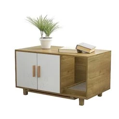 FEELLE Cat Litter Box Enclosure Houses With Food Bowls And Scratch Pad For Indoor Cats, Cat Washroom Hidden Litter Box Furniture Cabinet, Modern Cat Home, Table Nightstand Pet House 11 FEELLE Cat Litter Box Enclosure Houses With Food Bowls And Scratch Pad For Indoor Cats, Cat Washroom Hidden Litter Box Furniture Cabinet, Modern Cat Home, Table Nightstand Pet House -Purritos Shop 41179lIfISL 1