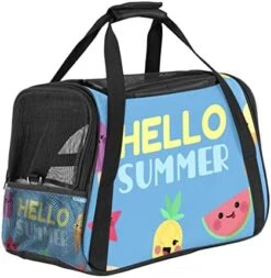 Pet Carrier Hello Summer Cute Food Ice Cream Pineapple Soft-Sided Pet Travel Carriers For Cats,Dogs Puppy Comfort Portable Foldable Pet Bag Airline Approved -Purritos Shop 411OslEdy L. AC