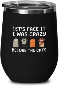 Cat Owner Pink Wine Tumbler 12oz - Dedicated Feline - Cat Women Fun Cat Parents Stuff Lady Paws Pet Dad Gifts -Purritos Shop 414TaC tHsL. AC