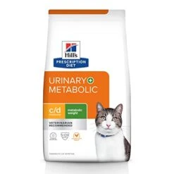 Hill's Prescription Diet C/d + Metabolic, Urinary + Weight Care Chicken Flavor Dry Cat Food, Veterinary Diet, 12 Lb. Bag