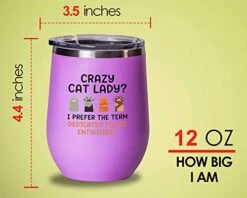 Cat Owner Pink Wine Tumbler 12oz - Dedicated Feline - Cat Women Fun Cat Parents Stuff Lady Paws Pet Dad Gifts -Purritos Shop 418InxtSU4L