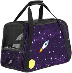 Pet Carrier Space Planets Food Pizza Soft-Sided Pet Travel Carriers For Cats,Dogs Puppy Comfort Portable Foldable Pet Bag Airline Approved -Purritos Shop 418LJ9Gv87L. AC