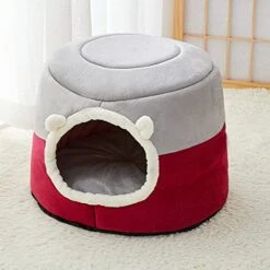 New Winter Deep Sleep Comfort Cat Bed Cats Tent Cozy Cave Capsule Small Dogs Cats House Indoor (Medium,Wine Red) -Purritos Shop 41Apj01sbPL