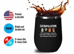 Flairy Land Cat Lady Black Wine Tumbler 12oz - Catnipulation Defiition -Cat Funny Gifts Cat Mom Cat Grandma Pet Paw Kitten Whiskers Cat Lovers Feline Cat Person Cat Rescuer -Purritos Shop 41DZXY2swNL