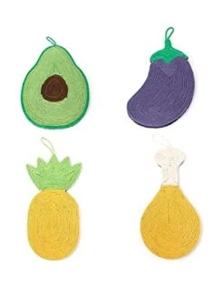 Cat Scratch Pad Cat Scratchers Handmade Scratch Board With Hanging Rope Home Decor Cat Scratcher Mat Cute Food Shaped Cats Scratching Playing (Color : Pineapple) -Purritos Shop 41HnP7Y6VdL