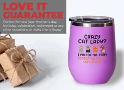Cat Owner Pink Wine Tumbler 12oz - Dedicated Feline - Cat Women Fun Cat Parents Stuff Lady Paws Pet Dad Gifts -Purritos Shop 41MnkUoNWLL
