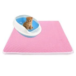 Asdf586io Pets Public Accessories, Dual Layer Waterproof Honeycomb Non-Slip Cat Litter Mat Floor Pad Pet Supply - Pink 30x30cm
