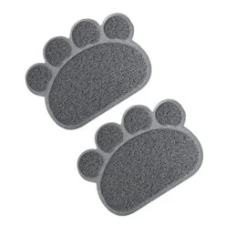 Hohopeti 2pcs Cat Mat Cat Litter Mat Dog Training Pads Puppy Washing Mat Anti-Skid Dog Pad Cat Drinking Bowl Pad PVC Food Mat Small Animals PVC Grey Water Proof Pet Feeding Mat Cat Food Pad