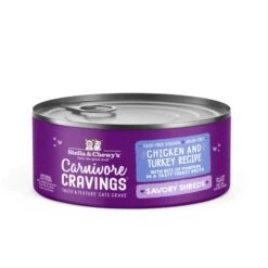Stella & Chewy’s Carnivore Cravings Savory Shreds Cans – Grain Free, Protein Rich Wet Cat Food – Cage-Free Chicken & Turkey Recipe – (2.8 Ounce Cans, Case Of 24)