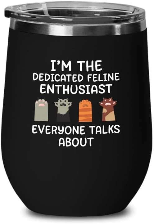 Flairy Land Cat Lady Black Wine Tumbler 12oz - Passionate About Cats -Cat Funny Gifts Cat Mom Cat Grandma Pet Paw Kitten Whiskers Cat Lovers Feline Cat Person Cat Rescuer 8 Flairy Land Cat Lady Black Wine Tumbler 12oz - Passionate About Cats -Cat Funny Gifts Cat Mom Cat Grandma Pet Paw Kitten Whiskers Cat Lovers Feline Cat Person Cat Rescuer - Image 6