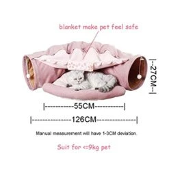 YangYan Cat Bed Tunnel Collapsible Removeable Cat Tunnel Tube Pet Interactive Play Toys With Plush Balls For Cat Puppy (Color : Gold) -Purritos Shop 41UYoLc2EBL