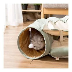 YangYan Cat Bed Tunnel Collapsible Removeable Cat Tunnel Tube Pet Interactive Play Toys With Plush Balls For Cat Puppy (Color : Gold) -Purritos Shop 41UoaE1HO0L