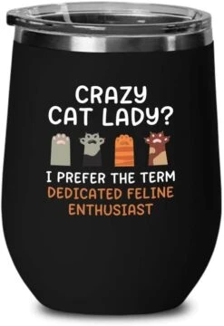 Cat Owner Pink Wine Tumbler 12oz - Dedicated Feline - Cat Women Fun Cat Parents Stuff Lady Paws Pet Dad Gifts -Purritos Shop 41W5RircjRL. AC