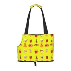Soft Sided Travel Pet Carrier Tote Hand Bag Cartoon-Fast-Food-Pizza Portable Small Dog/Cat Carrier Purse