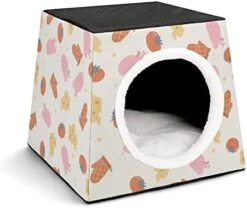 Indoor Cat House Cat Bed Cat Sofa Printed Cat Cube With Small Pillow For Kitty Small Dogs Food Chicken Glove -Purritos Shop 41XuT4G8rAL. AC
