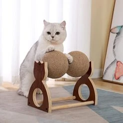 JYDQM Cats Toy Grind The Claws Solid Wood Sisal Ball Cats Toys Scratching Kitten Frame Scratching Post (Color : A, Size : One Size) -Purritos Shop 41ZgMllFL1L