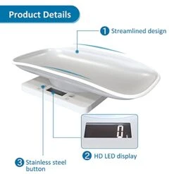 Newborn Kitten & Puppy Weight Scale, Multifunctional Digital Pet Scale, LCD Electronic Small Animal Food Scale, Weighing Max 33lbs, Tray Size 12" X 8", Not For Adult Cats/Dogs (White) -Purritos Shop 41a0NpYF37S