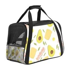 Pet Carrier Avocado Eggs Beef Vegetables Food Soft-Sided Pet Travel Carriers For Cats,Dogs Puppy Comfort Portable Foldable Pet Bag Airline Approved
