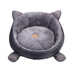 YangYan Cotton Cat Bed House For Cats Winter Warm Cat Mat Cute Cat Beds Round Cushion Beds For Small Dog Kennel Pet Cat Bed Cama Gato (Color : Grey Cat Bed, Size : L)