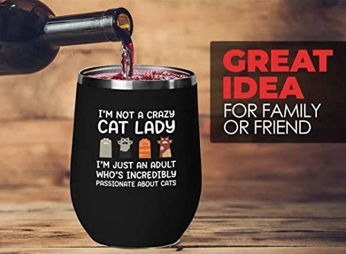 Flairy Land Cat Lady Black Wine Tumbler 12oz - Passionate About Cats -Cat Funny Gifts Cat Mom Cat Grandma Pet Paw Kitten Whiskers Cat Lovers Feline Cat Person Cat Rescuer 4 Flairy Land Cat Lady Black Wine Tumbler 12oz - Passionate About Cats -Cat Funny Gifts Cat Mom Cat Grandma Pet Paw Kitten Whiskers Cat Lovers Feline Cat Person Cat Rescuer - Image 2