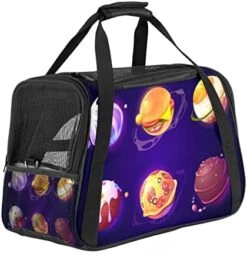 Pet Carrier Space Planets Food Pizza Soft-Sided Pet Travel Carriers For Cats,Dogs Puppy Comfort Portable Foldable Pet Bag Airline Approved -Purritos Shop 41c1ycJlONL. AC