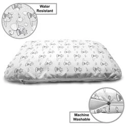 Lunarable Cat Wooden Pet House, Monochrome Doodle Style Feline Pattern With A Bowl Of Food Fish And Mouse Design, Outdoor & Indoor Portable Dog Kennel With Pillow And Cover, Medium, Black And White 11 Lunarable Cat Wooden Pet House, Monochrome Doodle Style Feline Pattern With A Bowl Of Food Fish And Mouse Design, Outdoor & Indoor Portable Dog Kennel With Pillow And Cover, Medium, Black And White -Purritos Shop 41c6iqQotIL 1