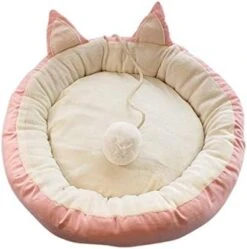 JENPECH Cute Cat Bed - Cat Ear Design - Non-Slip Bottom Comfortable Fabric Pet Sleeping Cushion For Cat - Comfortable Cat Bed For Indoor Cats -Purritos Shop 41dyB4BlWAL. AC