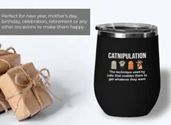 Flairy Land Cat Lady Black Wine Tumbler 12oz - Catnipulation Defiition -Cat Funny Gifts Cat Mom Cat Grandma Pet Paw Kitten Whiskers Cat Lovers Feline Cat Person Cat Rescuer -Purritos Shop 41e8798L1GL