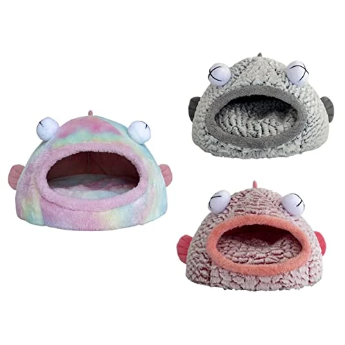 JENPECH Cat Bed House - Unique Big Eyes Fish Shape Kennel - Comfory Cat Beds Mats Soft Plush Kennel Puppy Cushion Small Dogs Cats Nest Washable Cave Cats Beds Pink Small 6 JENPECH Cat Bed House - Unique Big Eyes Fish Shape Kennel - Comfory Cat Beds Mats Soft Plush Kennel Puppy Cushion Small Dogs Cats Nest Washable Cave Cats Beds Pink Small - Image 4