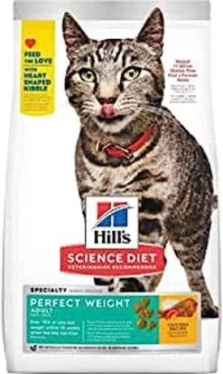 Hill's Science Diet Dry Cat Food, Adult, Perfect Weight For Healthy Weight & Weight Management, Chicken Recipe, 15 Lb. Bag