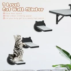 Cat Wall Shelves, Cat Shelves And Perches For Wall, Cat Shelves Wall Mount, Cat Wall Furniture With 3 Cat Wall Steps, Cat Climbing Shelf Cat Scratch Post, Cat Wall Shelf With 2 Cat Food Shelf -Purritos Shop 41exawRIDxL