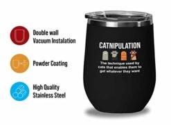 Flairy Land Cat Lady Black Wine Tumbler 12oz - Catnipulation Defiition -Cat Funny Gifts Cat Mom Cat Grandma Pet Paw Kitten Whiskers Cat Lovers Feline Cat Person Cat Rescuer -Purritos Shop 41iecdTA50L