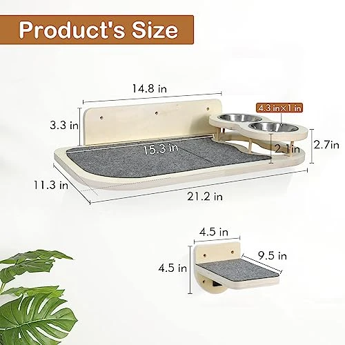 Cat Wall Shelves With 2 Steps,Cat Wall Mounted Shelves And Perches Set,Cat Wall Furniture With 2 Cat Bowls For Indoor Cats,Cat Climbing Shelf Hammock With Climbing Shelf Perches Plush Covered 4 Cat Wall Shelves With 2 Steps,Cat Wall Mounted Shelves And Perches Set,Cat Wall Furniture With 2 Cat Bowls For Indoor Cats,Cat Climbing Shelf Hammock With Climbing Shelf Perches Plush Covered - Image 2