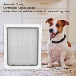 Cat Door, Pet Flap Door Guard Food Screw Fixing Glossy Automatic Closing Controllable Access For Dog Holes For Cat Holes (L) -Purritos Shop 41x2Ra4aJNL