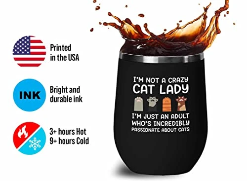 Flairy Land Cat Lady Black Wine Tumbler 12oz - Passionate About Cats -Cat Funny Gifts Cat Mom Cat Grandma Pet Paw Kitten Whiskers Cat Lovers Feline Cat Person Cat Rescuer 6 Flairy Land Cat Lady Black Wine Tumbler 12oz - Passionate About Cats -Cat Funny Gifts Cat Mom Cat Grandma Pet Paw Kitten Whiskers Cat Lovers Feline Cat Person Cat Rescuer - Image 4