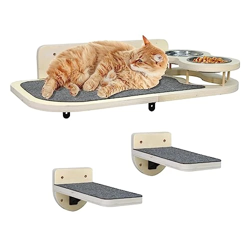 Cat Wall Shelves With 2 Steps,Cat Wall Mounted Shelves And Perches Set,Cat Wall Furniture With 2 Cat Bowls For Indoor Cats,Cat Climbing Shelf Hammock With Climbing Shelf Perches Plush Covered 3 Cat Wall Shelves With 2 Steps,Cat Wall Mounted Shelves And Perches Set,Cat Wall Furniture With 2 Cat Bowls For Indoor Cats,Cat Climbing Shelf Hammock With Climbing Shelf Perches Plush Covered