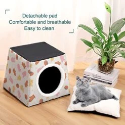 Indoor Cat House Cat Bed Cat Sofa Printed Cat Cube With Small Pillow For Kitty Small Dogs Food Chicken Glove -Purritos Shop 510PdGoZJCL