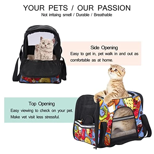 Pet Carrier American Delicious Fat Food Pattern Soft-Sided Pet Travel Carriers For Cats,Dogs Puppy Comfort Portable Foldable Pet Bag Airline Approved 4 Pet Carrier American Delicious Fat Food Pattern Soft-Sided Pet Travel Carriers For Cats,Dogs Puppy Comfort Portable Foldable Pet Bag Airline Approved - Image 2