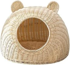 GAMIRA Pet Nest Pet House Rattan Cat Nest Summer Semi-Closed Indoor Sleeping Bed Mat Breathable Durable Puppy Basket For Small Medium Cats/Dogs (Color : Beige) -Purritos Shop 513Kyp1rg7L. AC