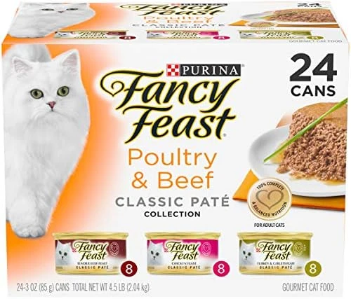 Purina Fancy Feast Grain Free Pate Wet Cat Food Variety Pack, Poultry & Beef Collection - (30) 3 Oz. Cans 12 Purina Fancy Feast Grain Free Pate Wet Cat Food Variety Pack, Poultry & Beef Collection - (30) 3 Oz. Cans - Image 10