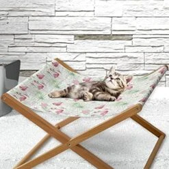 Lunarable Pineapple Pet Hammock, Vintage Fruit Pattern With Flowers Summer Exotic Food Art Print, Bed For Kittens Canopy With Durable Wooden Frame, 22" X 19 1/2" X 13", Slate Blue White -Purritos Shop 5143Z XlrVL. AC