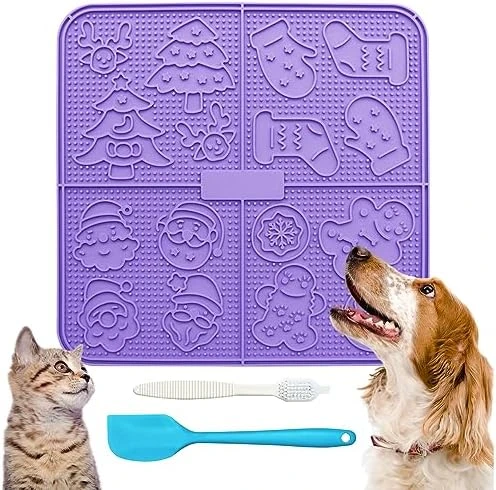 Femont X Large Licking Mat For Dog Slow Feeder Mat With 165 Strong Suction Cups For Peanut Butter,BPA Free Lick Pad For Pet Relieving Anxiety,Boredom,Grooming,Training(Blue,1 Spatula,1 Brush) 11 Femont X Large Licking Mat For Dog Slow Feeder Mat With 165 Strong Suction Cups For Peanut Butter,BPA Free Lick Pad For Pet Relieving Anxiety,Boredom,Grooming,Training(Blue,1 Spatula,1 Brush) - Image 9